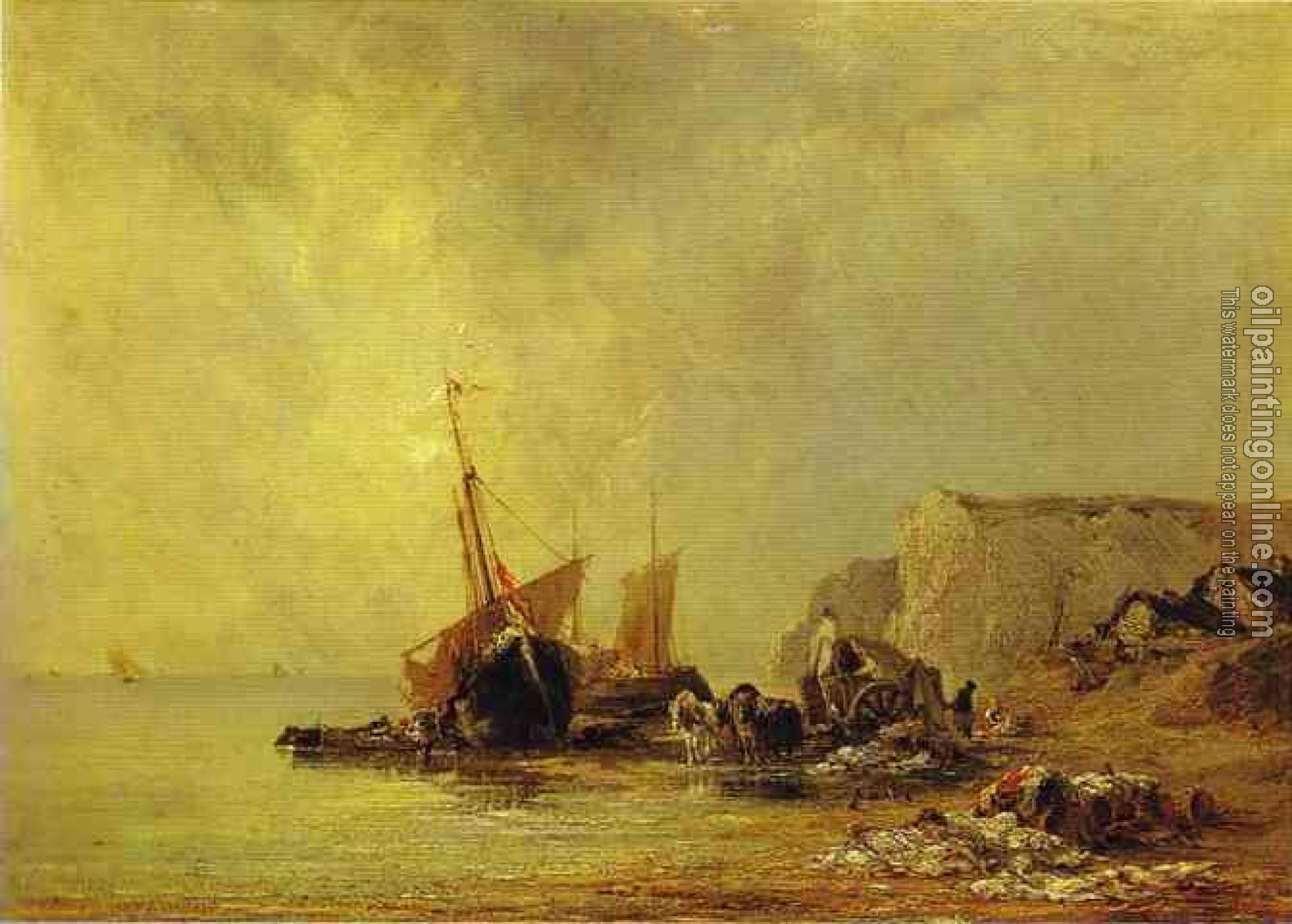 Richard Parkes Bonington - Boats by the Shores of Normandy